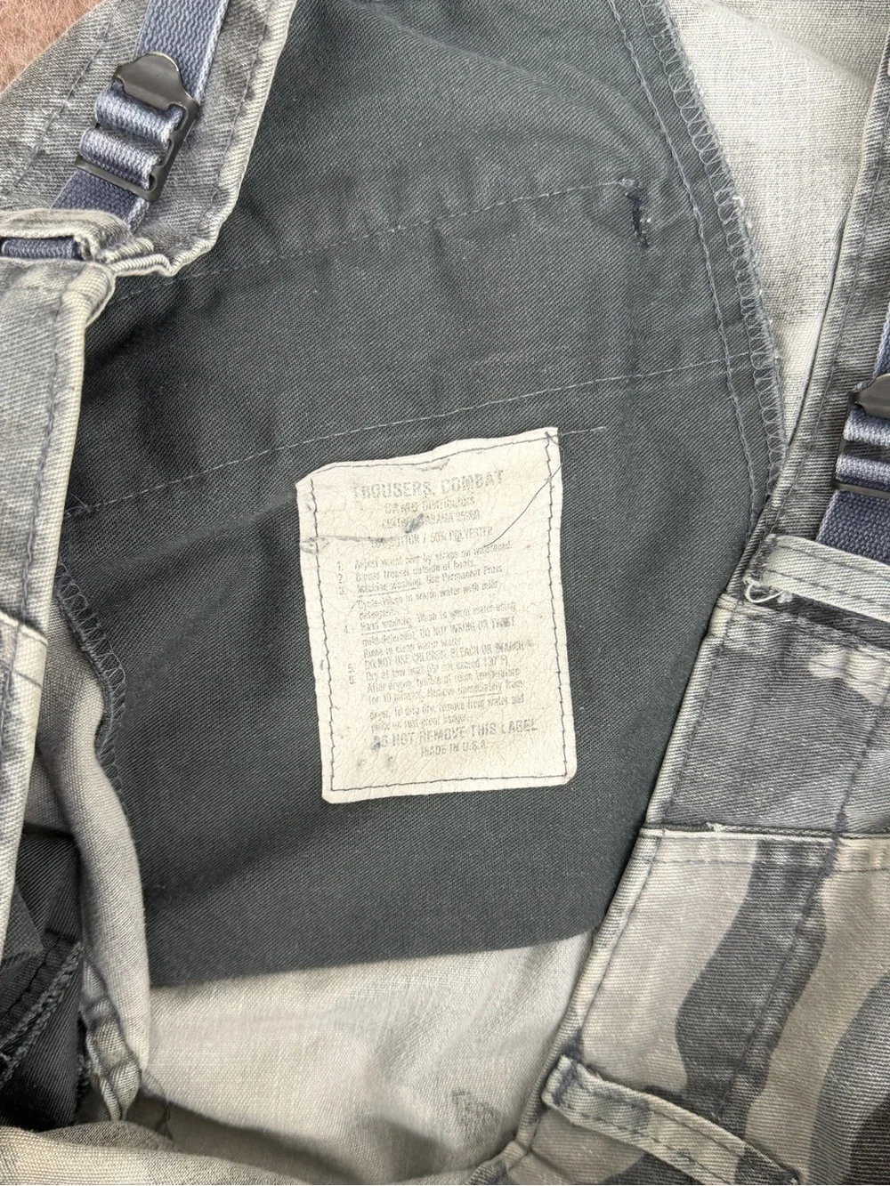 Vintage U.S. Military Dark Gray Camo Cargo Pants – Men's Large Long (35–39)